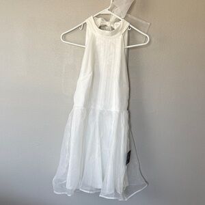 Lulus Flirtatious Aesthetic White Organza Backless Halter Mini Dress Size Small